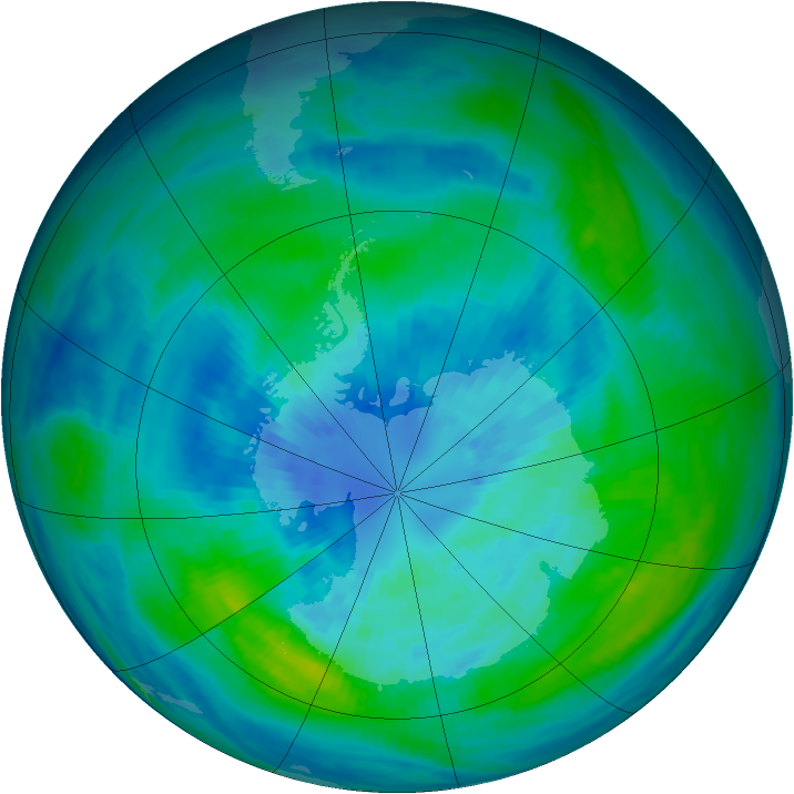 Antarctic ozone map for 26 March 1985
